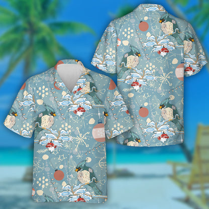 Little Red Cardinal Bird Winter In Woodland Hawaiian Shirt, Hawaiian Shirt Gift, Christmas Gift