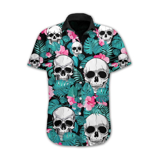 Skull Tropical Flower Species Design Hawaiian Shirt,Hawaiian Shirt Gift, Christmas Gift