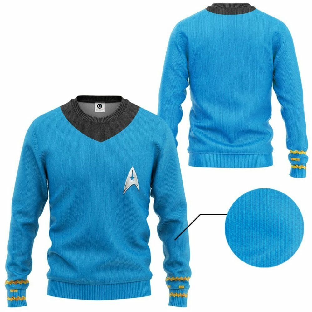 3D Star Trek An tSraith Bhunaidh 1966 1969 Éadaí Cochaillín Tléine Gorm Saincheaptha
