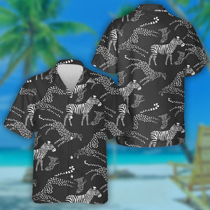 Wild African Leopard And Zebra In Safari Park Hawaiian Shirt, Hawaiian Shirt Gift, Christmas Gift