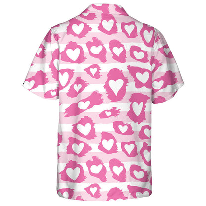 Wild African Leopard With Valentine Hearts Hawaiian Shirt, Hwaiian For Gift