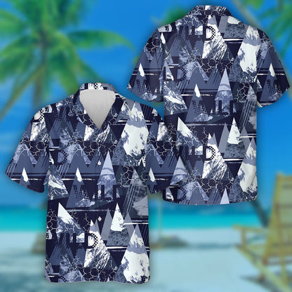 Urban Wild Mountains Camouflage Geometry Pattern Hawaiian Shirt, Hawaiian Shirt Gift, Christmas Gift