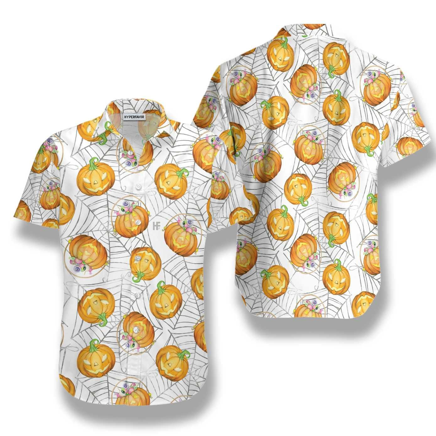 Candy Pumpkin Oíche Shamhna Ar Ghréasán Damhán alla Léine Haváíais Dhrámaíochta, Bronntanas Léine Haváíais, Bronntanas Nollag