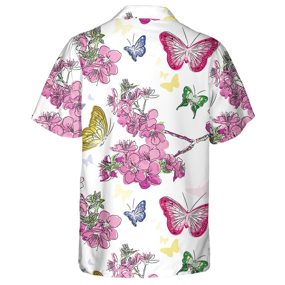 Theme Mystical Floral Background With Butterflie Hawaiian Shirt,Hawaiian Shirt Gift, Christmas Gift