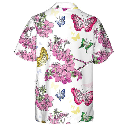 Theme Mystical Floral Background With Butterflie Hawaiian Shirt,Hawaiian Shirt Gift, Christmas Gift
