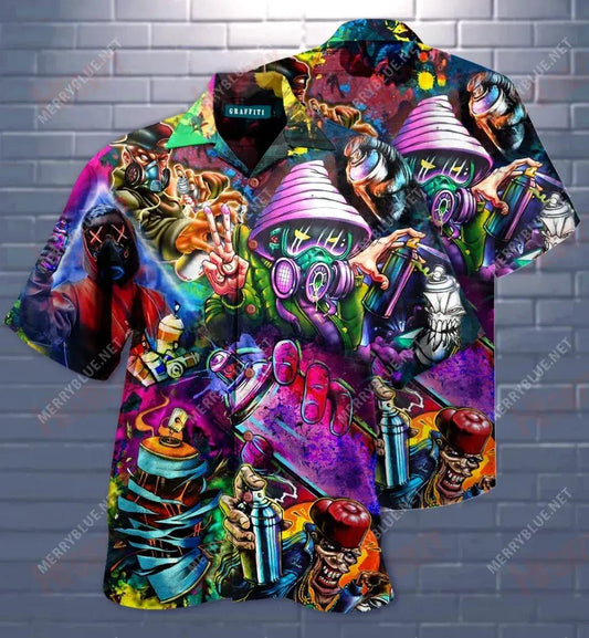 Tá Graffiti Mo Theiripe Léine Gearr Haváís Caitheamh aimsire Gearr Muinchille Léinte Crazy Haváíais Léinte haváíais d'Fhir, Bronntanas Léine Haváís, Bronntanas Nollag