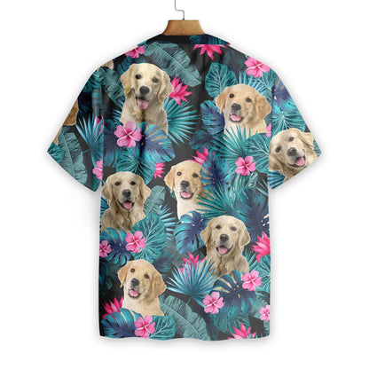 Tropical Golden Dog Seamless Background Design Hawaiian Shirt,Hawaiian Shirt Gift, Christmas Gift