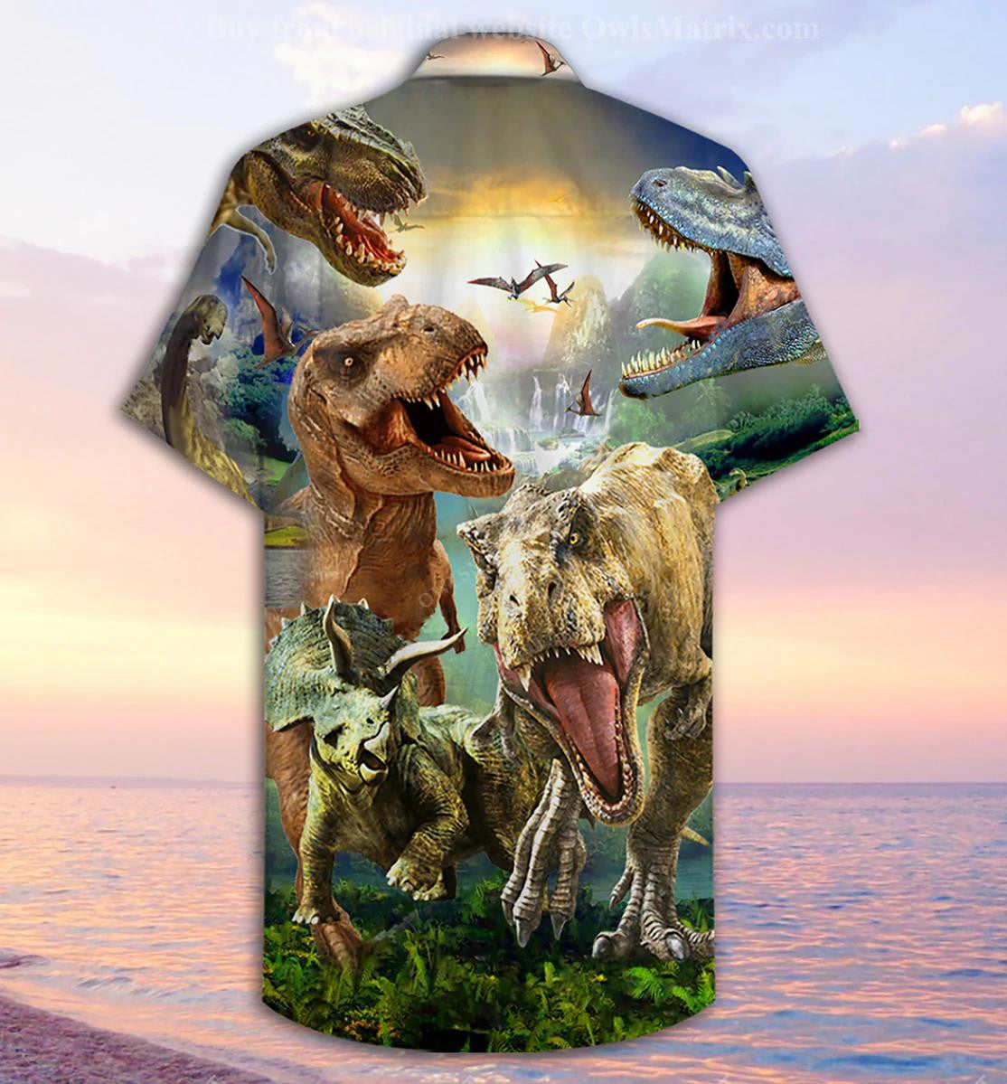 Dinosaur Fights In Jurassic World Design Hawaiian Shirt,Hawaiian Shirt Gift, Christmas Gift