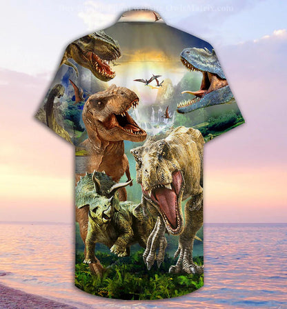 Dinosaur Fights In Jurassic World Design Hawaiian Shirt,Hawaiian Shirt Gift, Christmas Gift