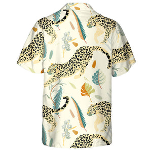 Wild African Two Leopards On Light Cream Background Hawaiian Shirt, Hawaiian Shirt Gift, Christmas Gift