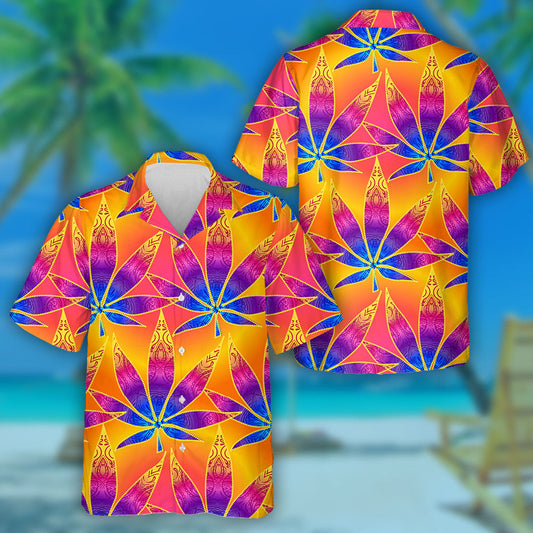 Duilleoga Tropacha Buí Agus Glasa Go hiontach Léine Haváí patrún Hippie, Bronntanas Léine Haváís, Bronntanas Nollag