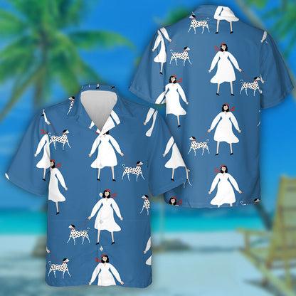 Funny Purebred Dog And Woman Isolated Background Hawaiian Shirt, Hawaiian Shirt Gift, Christmas Gift
