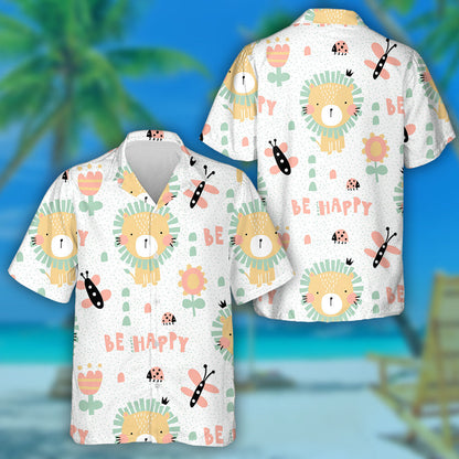 Lovely Lion Butterfly Beetle And Flowers Hawaiian Shirt,Hawaiian Shirt Gift, Christmas Gift