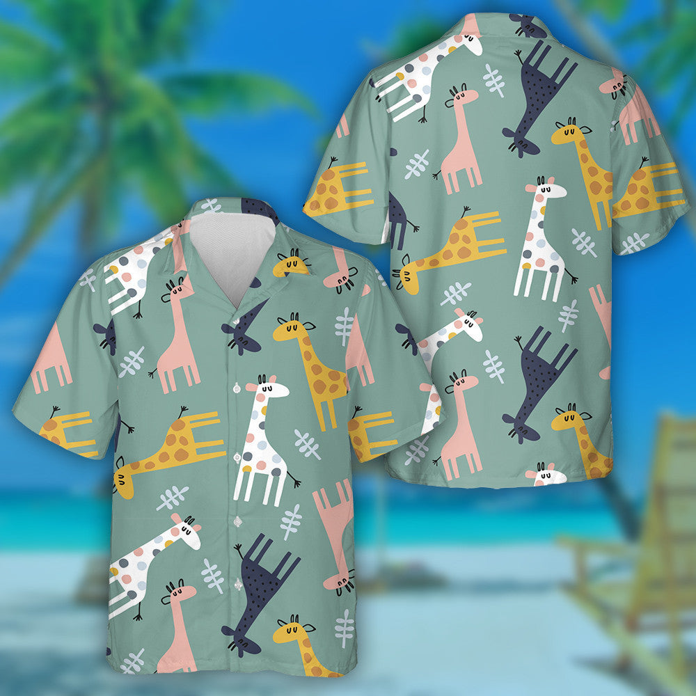 Separate Colored Of Giraffe Illustration Pattern Hawaiian Shirt,Hawaiian Shirt Gift, Christmas Gift