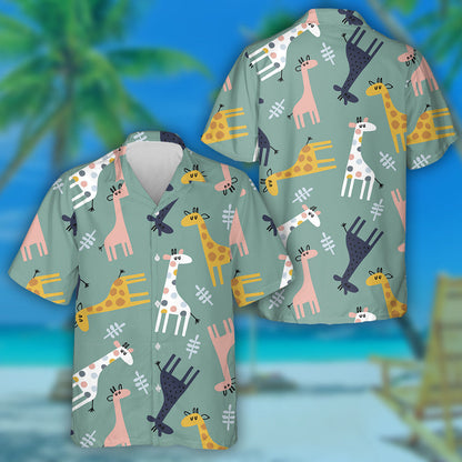 Separate Colored Of Giraffe Illustration Pattern Hawaiian Shirt,Hawaiian Shirt Gift, Christmas Gift