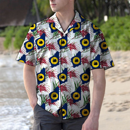 Grevillea Flower Perth Western Australia Flag Pattern Hawaiian Shirt, Hawaiian Shirt Gift, Christmas Gift