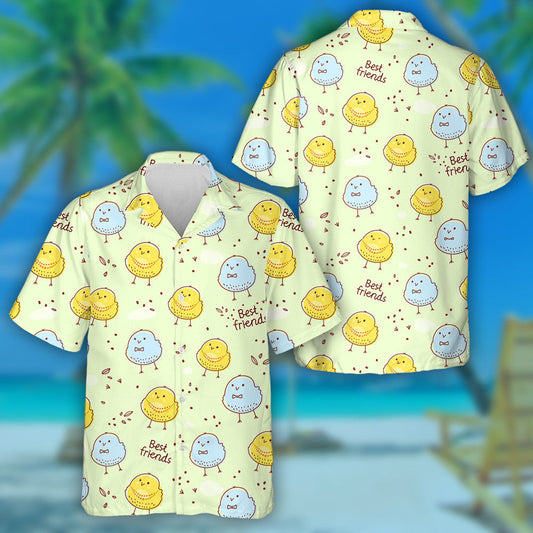 Best Friends With Cute Hatched Chickens Hawaiian Shirt, Hawaiian For Gift