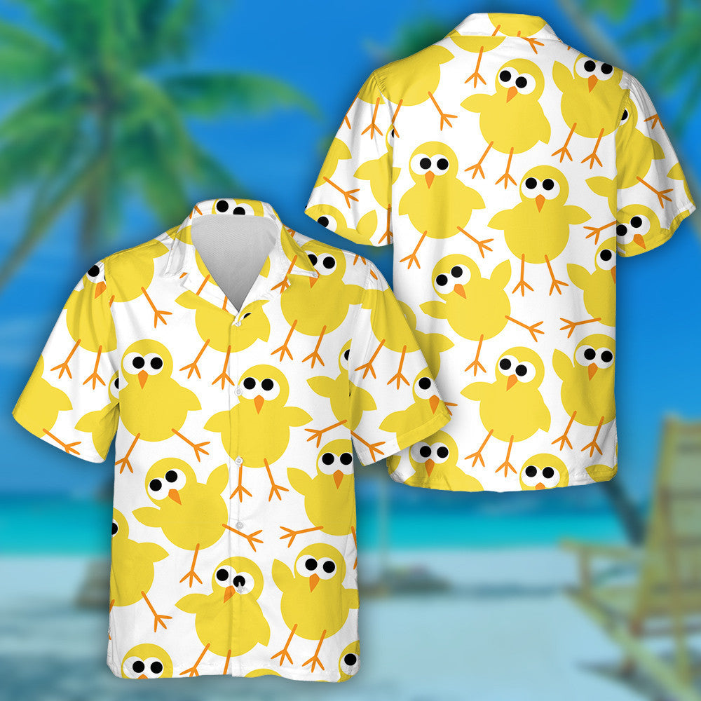 Cute And Funny Little Yellow Chickens Hawaiian Shirt,Hawaiian Shirt Gift, Christmas Gift