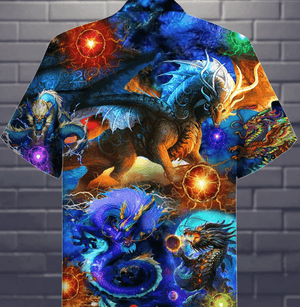 Amazing Dragon With Thunder Color Design Hawaiian Shirt, Hawaiian For Gift