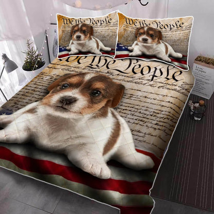 Jack Russell Terrier Dog Quilt Bedding Set American We The People Bedroom Set Bedlinen 3D,Bedding Christmas Gift,Bedding Set Christmas