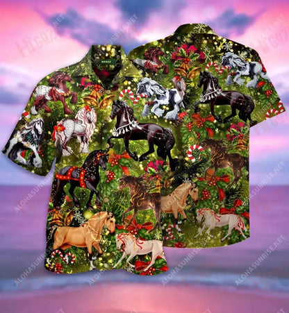 Capaill Léine Gearr Haváís Laethanta Saoire Léinte T Haváíacha Léinte haváíais Oirbheartaíochta Léinte Greannmhar haváíais, Bronntanas Léine Haváís, Bronntanas Nollag