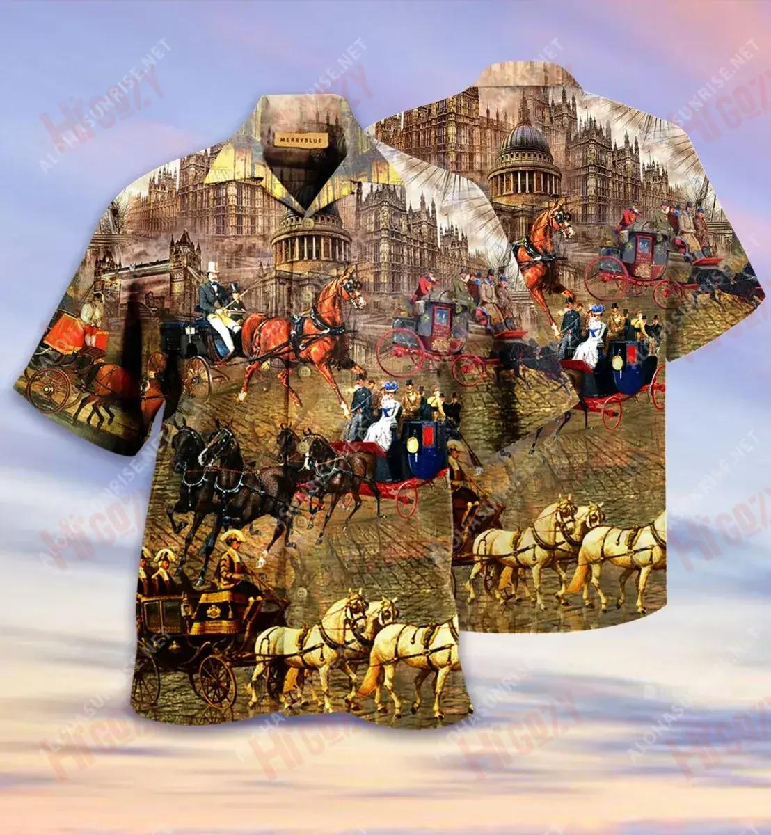 Dea-Chuimhne Sean, Londain Iompar Léine Muinchille Gearr Unisex Aigéan T Léinte Haváís Saincheaptha Léinte Haváís Léinte Haváís do Mhná, Bronntanais Léine Haváís, Bronntanas Nollag