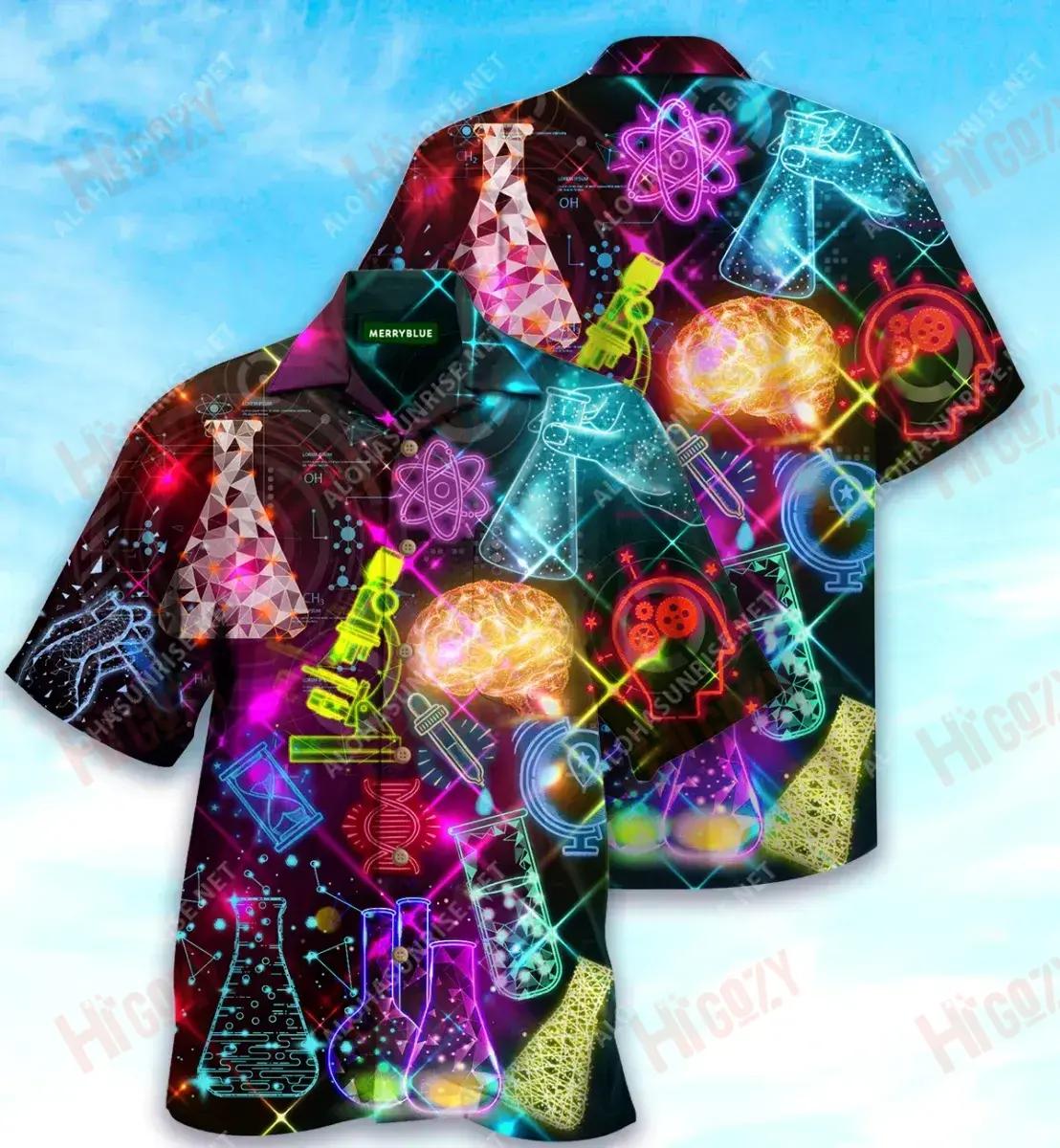 Great Inventions Come From Laboratory Unisex Short Sleeve Shirt Vacation Hawaiian T Shirts Best Hawaiian Shirts Hawaiian Shirts For Men, Hawaiian Shirt Gift, Christmas Gift