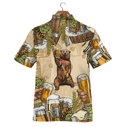 Funny Bear With Beer Party Hawaiian Shirt,Hawaiian Shirt Gift, Christmas Gift