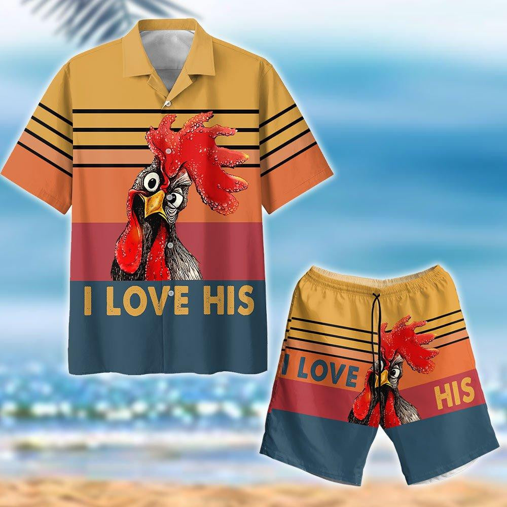 I Love His Chicken Watercolor Design Hawaiian Shirt, Hawaiian Shirt Gift, Christmas Gift
