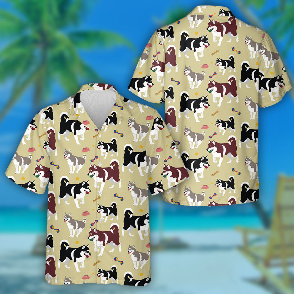 Cute Art With Husky Dog And Ball Hawaiian Shirt, Hawaiian Shirt Gift, Christmas Gift
