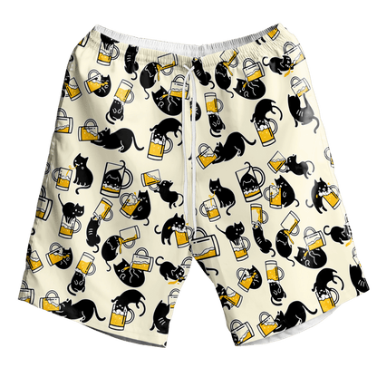 Black Cat Beer Pattern Design Hawaiian Shirt, Hawaiian For Gift