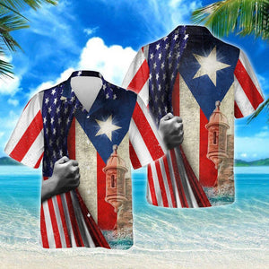 Cool Puerto Rican American Design Hawaiian Shirt,Hawaiian Shirt Gift, Christmas Gift