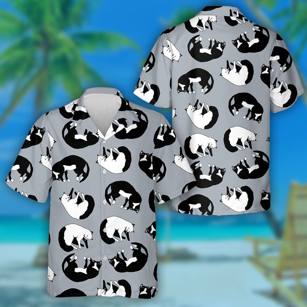 Cait Codlata Dubha Agus Bán Ar Chúlra Liath Léine Haváíais, Bronntanas Léine Haváíais, Bronntanas Nollag