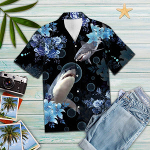 Awesome Shark Into The Ocean Pattern Hawaiian Shirt, Hawaiian For Gift