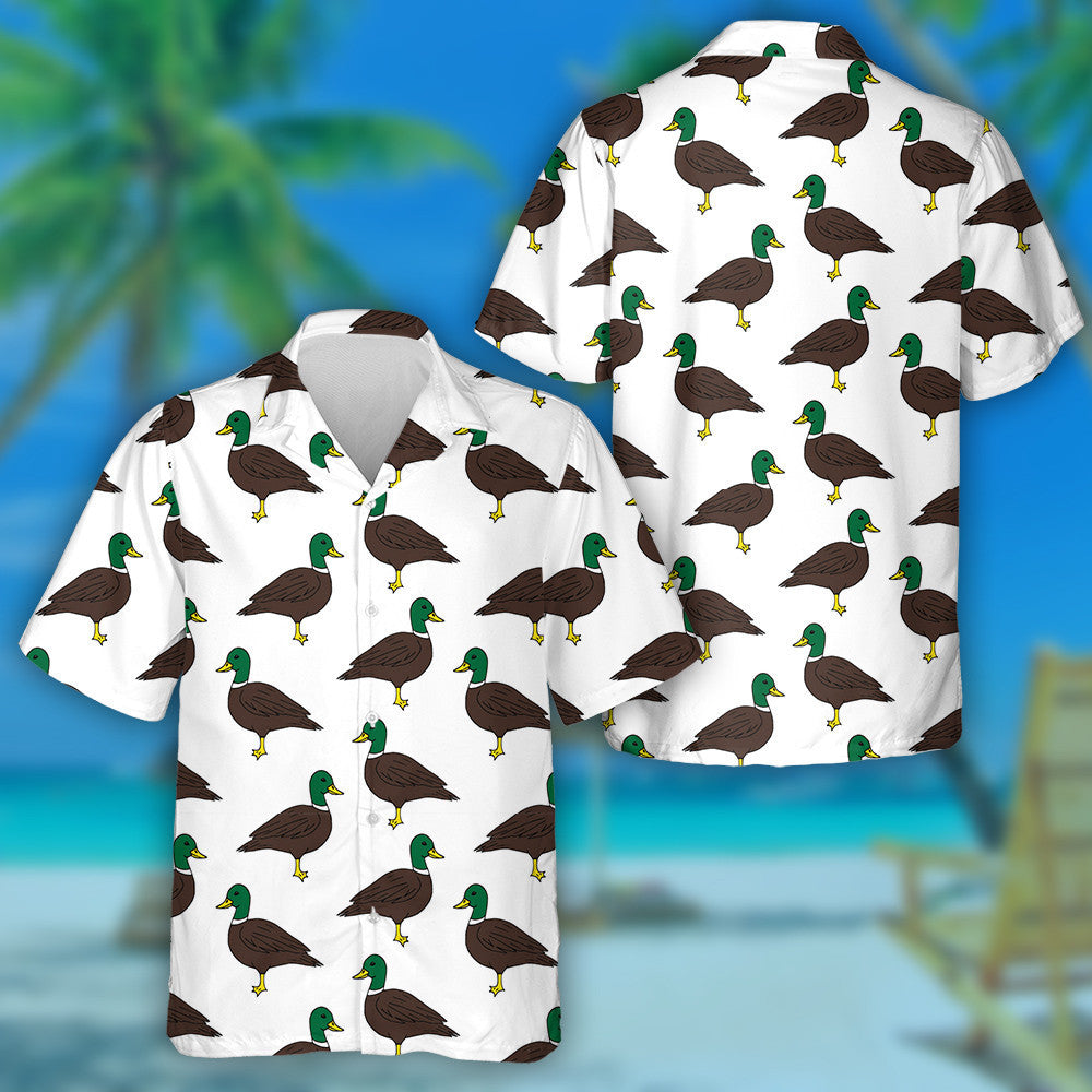 Hand Drawn Sketch Duck On White Background Hawaiian Shirt, Hawaiian Shirt Gift, Christmas Gift