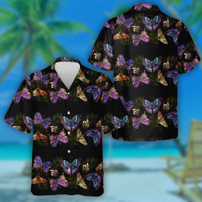 Hand Drawn Butterflies And Bumble Bee Hawaiian Shirt, Hawaiian For Gift