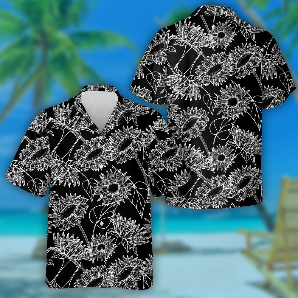 Téama Dubh Na Lusanna Gréine Lámh-tharraingthe Bud Agus Duilleoga Léine Haváís, Bronntanas Léine Haváís, Bronntanas Nollag