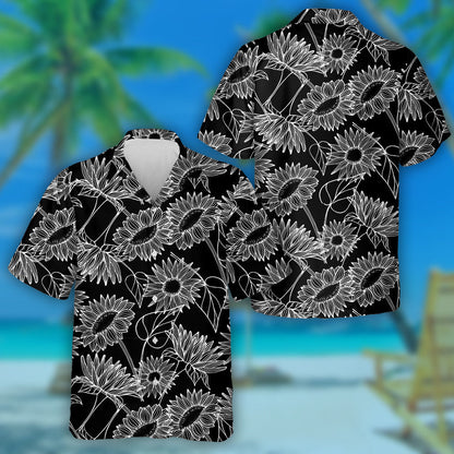 Téama Dubh Na Lusanna Gréine Lámh-tharraingthe Bud Agus Duilleoga Léine Haváís, Bronntanas Léine Haváís, Bronntanas Nollag