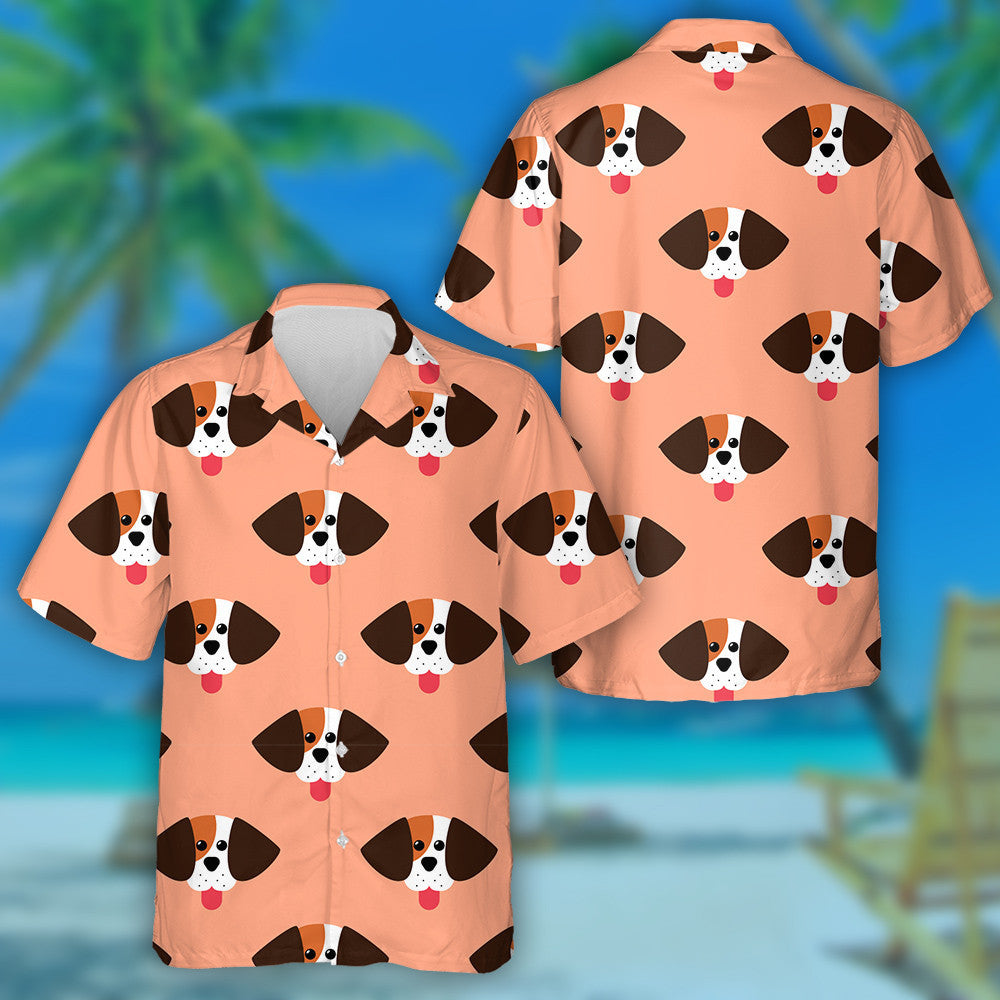 Cute Beagle Puppy Head Hand Draw Hawaiian Shirt, Hawaiian Shirt Gift, Christmas Gift