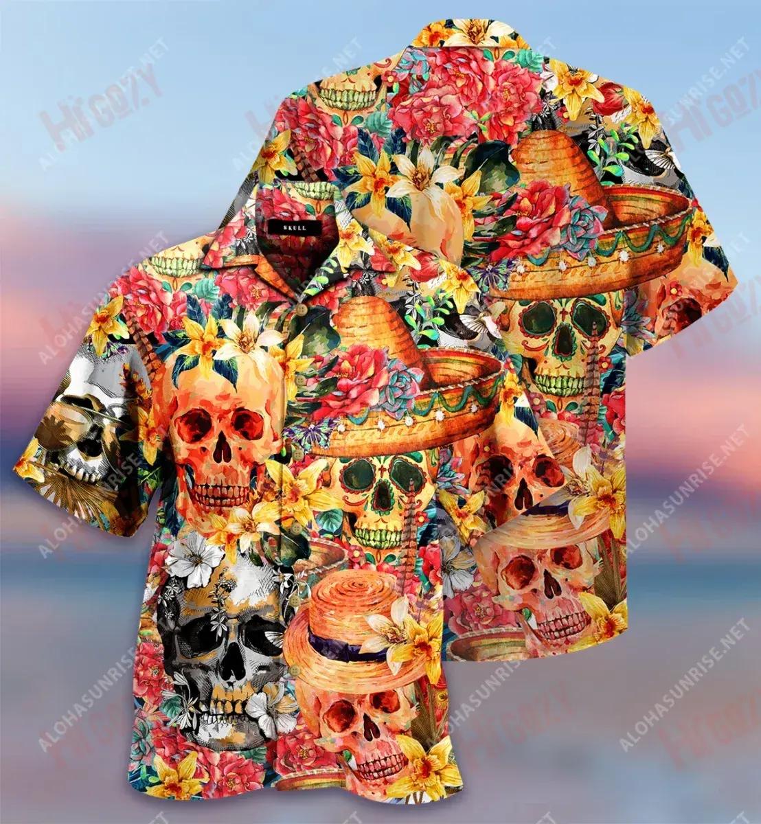 Amazing Skull Tropical Short Hawaiian Shirt Ocean Tropical Shirts Vintage Hawaiian Shirts Hawaiian Shirts For Men, Christmas Gift