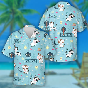 I Love Milk Cute Cartoon Cow Doodle Style Hawaiian Shirt, Hawaiian Shirt Gift, Christmas Gift