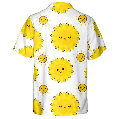 Sleeping Moment Of Sunflower And Sun Cartoon Pattern Hawaiian Shirt, Hawaiian Shirt Gift, Christmas Gift