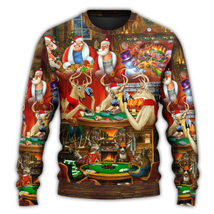 Christmas Poker Gambling Santa And Friends Play Poker Ugly Christmas Sweater, Christmas Ugly Sweater, Christmas Gift, Gift Christmas 2024