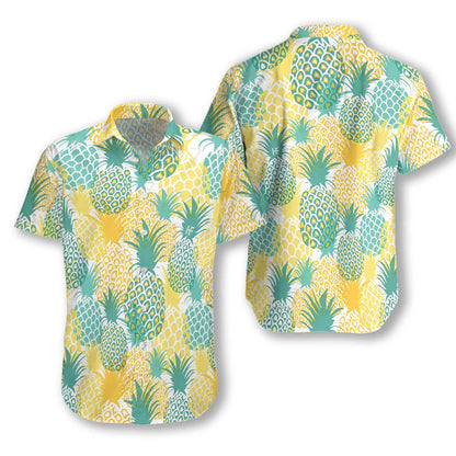 Pineapple Pattern Yellow And Blue Design Hawaiian Shirt,Hawaiian Shirt Gift, Christmas Gift