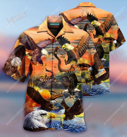 By Blood A Hunter By Heart A King Of Sky Eagle Unisex Short Sleeve Shirt Vacation Hawaiian T Shirts Vintage Hawaiian Shirts Funny Hawaiian Shirts- Hawaiian Shirts -Hawaiian Shirt Gift, Christmas Gift
