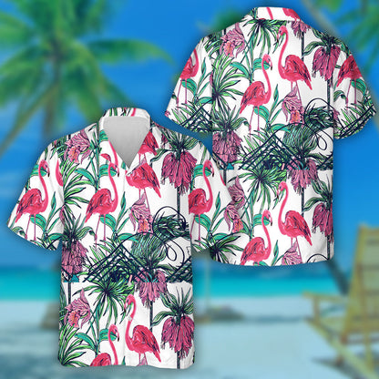 Flamingo With Floral Jungle And Tropical Leaves Hawaiian Shirt, Hawaiian Shirt Gift, Christmas Gift