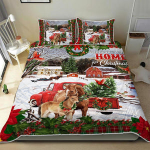 Horse. Red Truck. All Hearts Come Home For Christmas Quilt Bedding Set Bedroom Set Bedlinen 3D ,Bedding Christmas Gift,Bedding Set Christmas