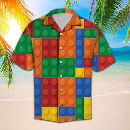 Colorful Block Lego Background Hawaiian Shirt, Hawaiian For Gift