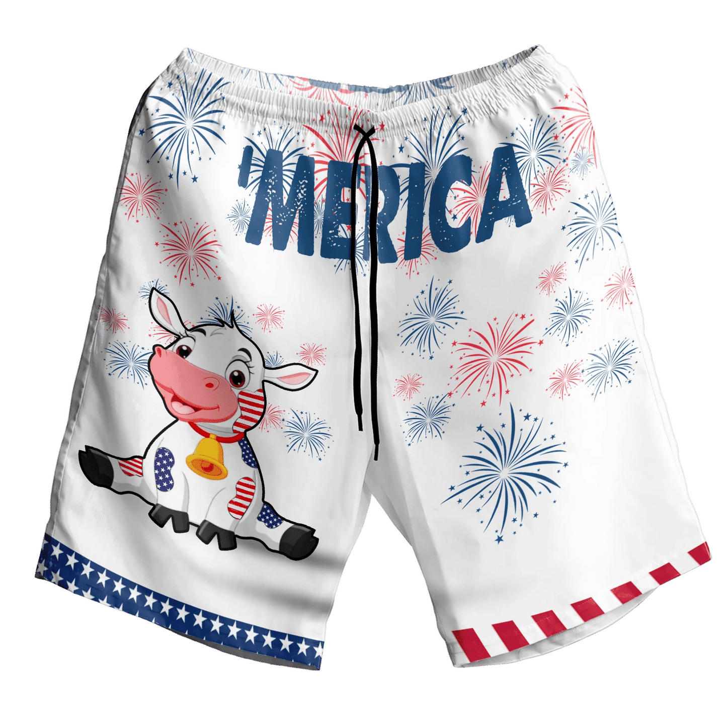 Cow Beer Dancing Blue And Red Firework Hawaiian Shirt, Hawaiian Shirt Gift, Christmas Gift