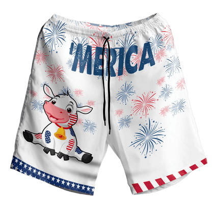 Cow Beer Dancing Blue And Red Firework Hawaiian Shirt, Hawaiian Shirt Gift, Christmas Gift